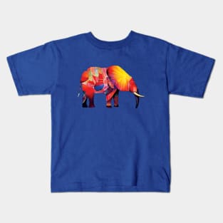 Elephant Art in Bold Blue, Yellow and Red Pattern Kids T-Shirt